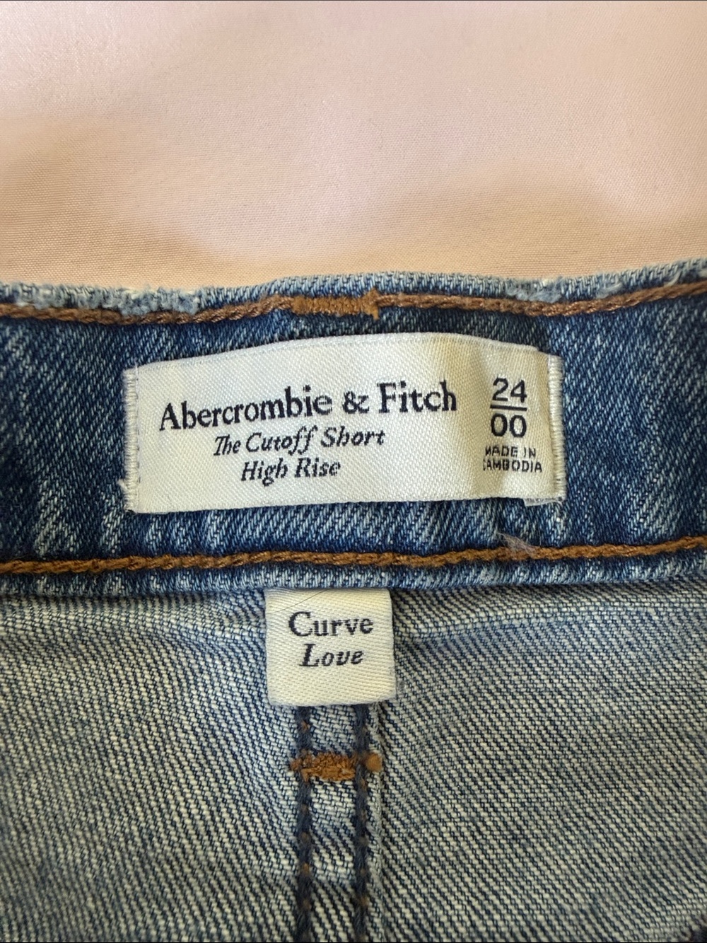Abercrombie & Fitch Curve Love Distressed Light Blue Denim Shorts - Picture 2 of 5